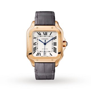 Cartier Santos De Cartier Watch Large Model, Automatic Movement, Pink Gold, 2 Interchangeable Leather Bracelets-P17310962