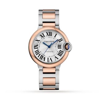 Cartier Ballon Bleu de Cartier watch, 36 mm, mechanical movement with automatic winding. Steel case, rose gold-P17311143