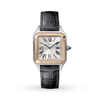 Cartier Santos-Dumont Watch Small Model, Quartz Movement, Pink Gold, Steel, Leather-P17311046