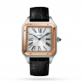 Cartier Santos-Dumont Watch Extra-large Model, Hand-Wound Mechanical Movement, Rose Gold, Steel, Leather-P17311100