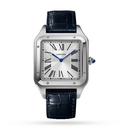 Cartier Santos-dumont Watch Extra-Large Model, Hand-Wound Mechanical Movement, Steel, Leather-P17311101